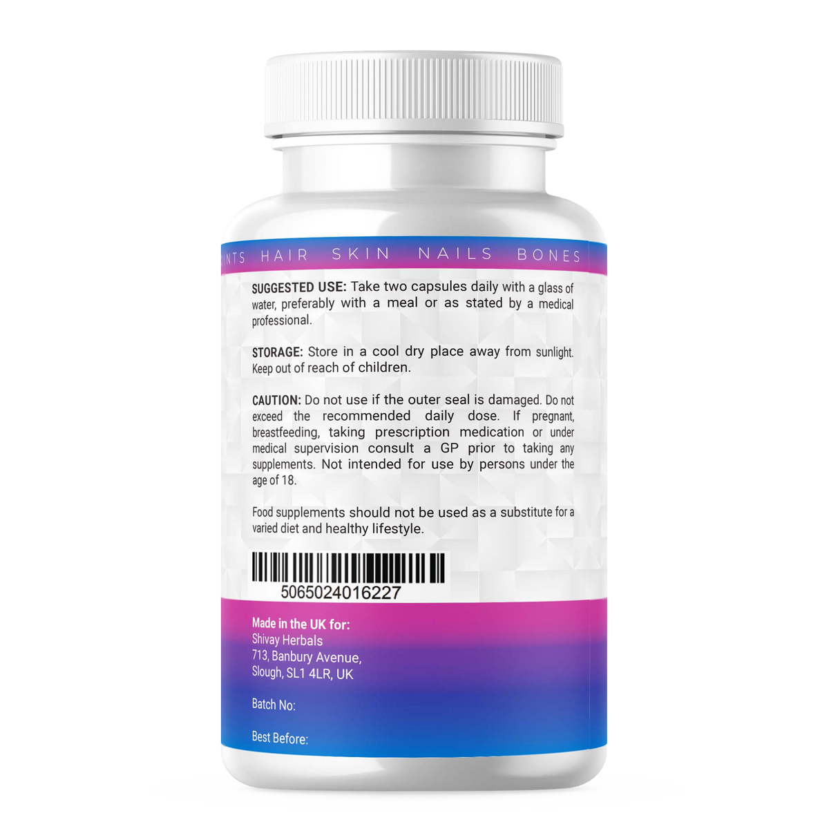 Shivay Herbals Marine Collagen Complex 1000mg - Hydrolysed Type I - with Vitamin C, Hyaluronic Acid & Biotin - 120 Capsules - 2 Month Supply - Made in the UK