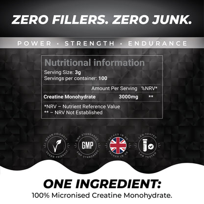 Shivay Herbals Creatine Monohydrate Powder 300g - 100 Servings - Pure Micronised - Unflavoured - Made in the UK