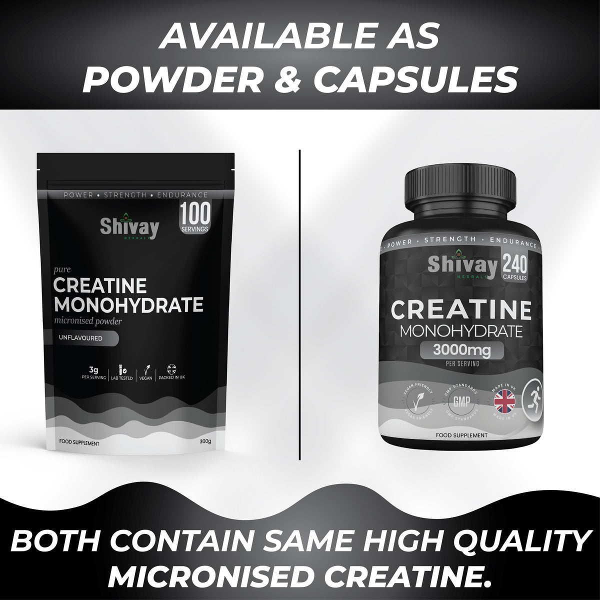 Shivay Herbals Creatine Monohydrate Powder 300g - 100 Servings - Pure Micronised - Unflavoured - Made in the UK