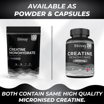 Shivay Herbals Creatine Monohydrate Powder 300g - 100 Servings - Pure Micronised - Unflavoured - Made in the UK