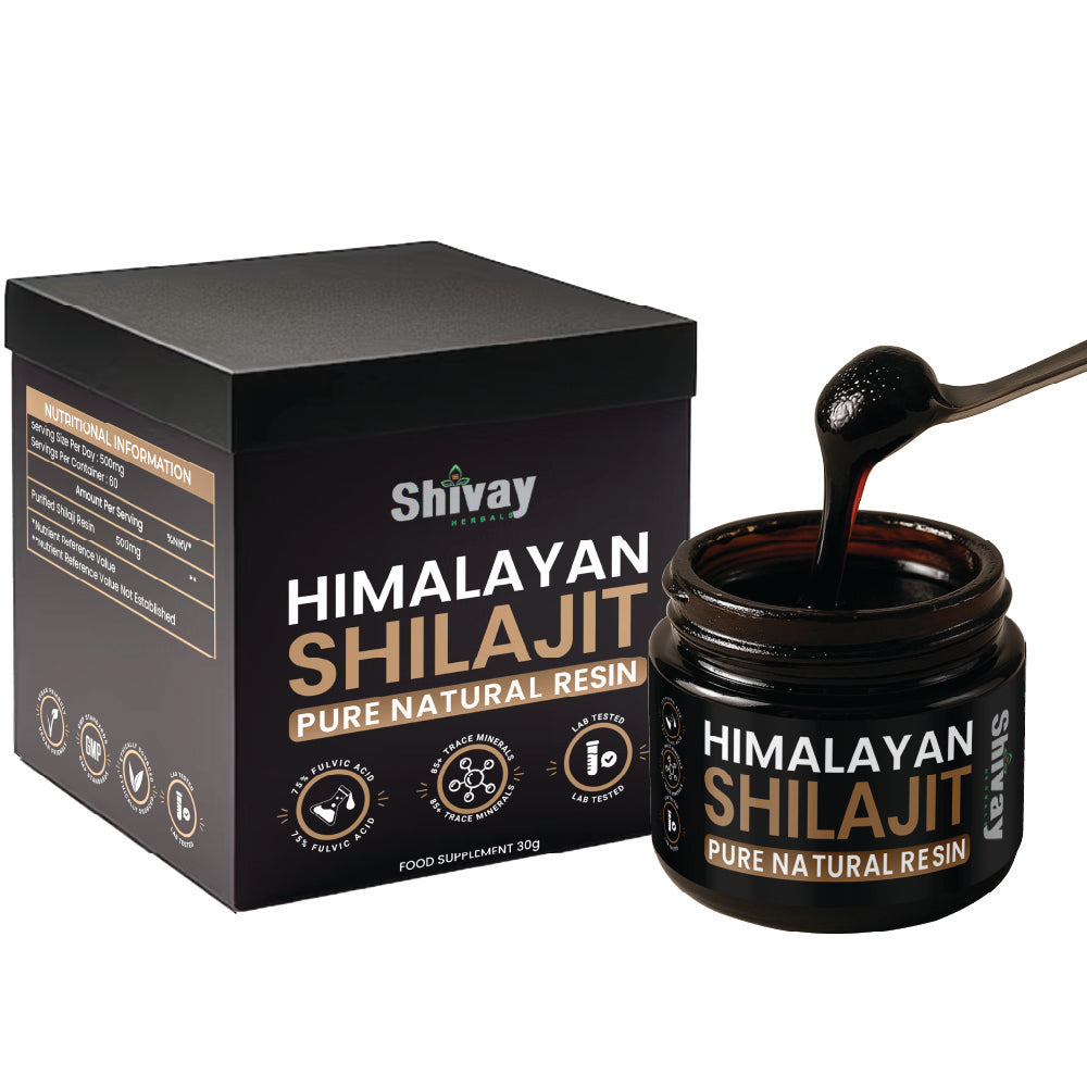 Shivay Herbals Himalayan Shilajit Resin 30g - natural fulvic acid humic acid trace minerals - UK made Ayurvedic supplement