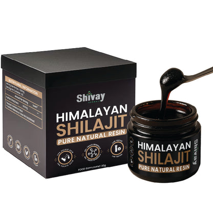 Shivay Herbals Himalayan Shilajit Resin 30g - natural fulvic acid humic acid trace minerals - UK made Ayurvedic supplement