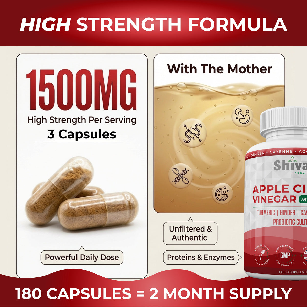 Apple Cider Vinegar Complex with Turmeric, Ginger, Cayenne & Bio Cultures