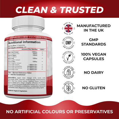 Apple Cider Vinegar Complex with Turmeric, Ginger, Cayenne & Bio Cultures