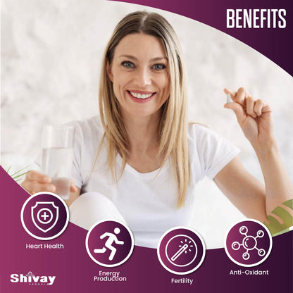 Shivay Herbals CoQ10 200mg - Pure Ubiquinone - 60 Vegan Capsules - 2 Month Supply - Heart Health & Energy - Made in the UK