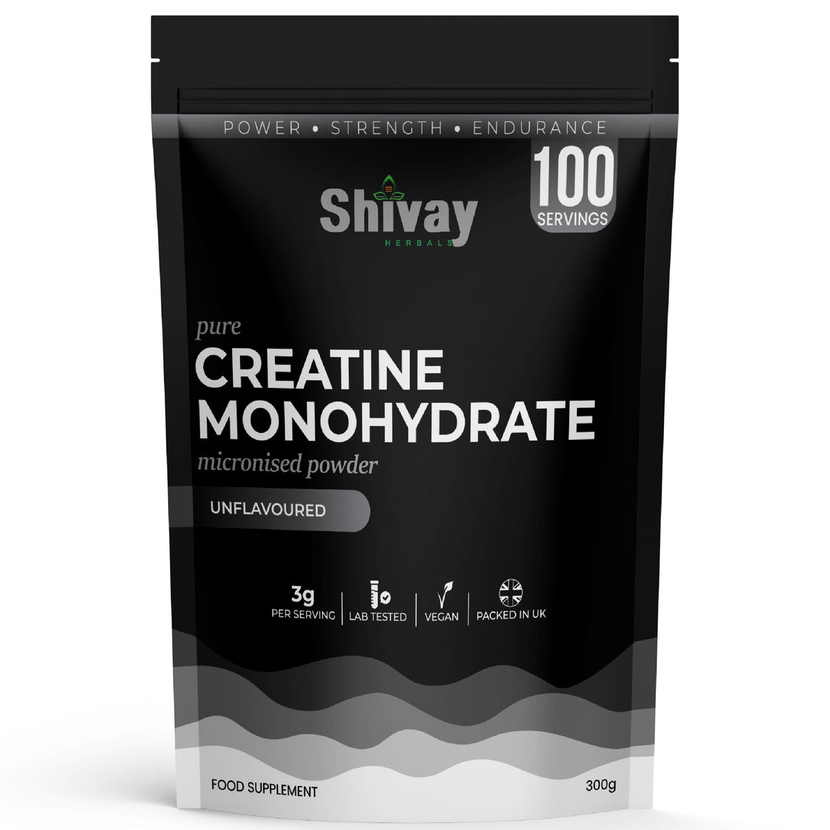 Shivay Herbals Creatine Monohydrate Powder 300g 100 servings micronised unflavoured - UK made sports supplement
