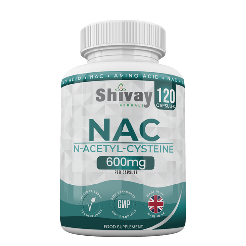 Shivay Herbals NAC N-Acetyl Cysteine 600mg 120 vegan capsules 4 month supply glutathione precursor - UK made supplement