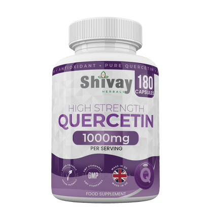 Shivay Herbals Quercetin 1000mg - Sophora Japonica Extract - 180 Vegan Capsules - 3 Month Supply - Natural Plant Flavonoid - Made in the UK