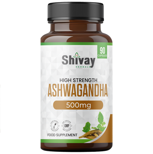 Shivay Herbals Ashwagandha 1000mg root extract capsules 90 vegan capsules 45 day supply - UK made