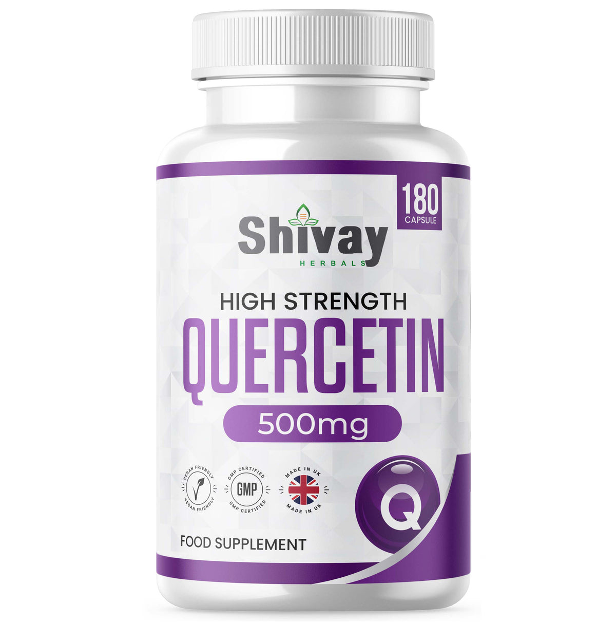 Shivay Herbals Quercetin 1000mg Sophora Japonica extract 180 vegan capsules 3 month supply - UK made