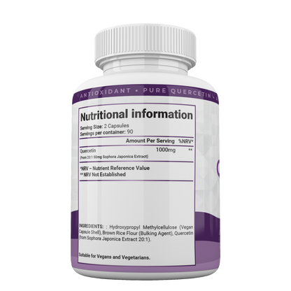 Shivay Herbals Quercetin 1000mg - Sophora Japonica Extract - 180 Vegan Capsules - 3 Month Supply - Natural Plant Flavonoid - Made in the UK