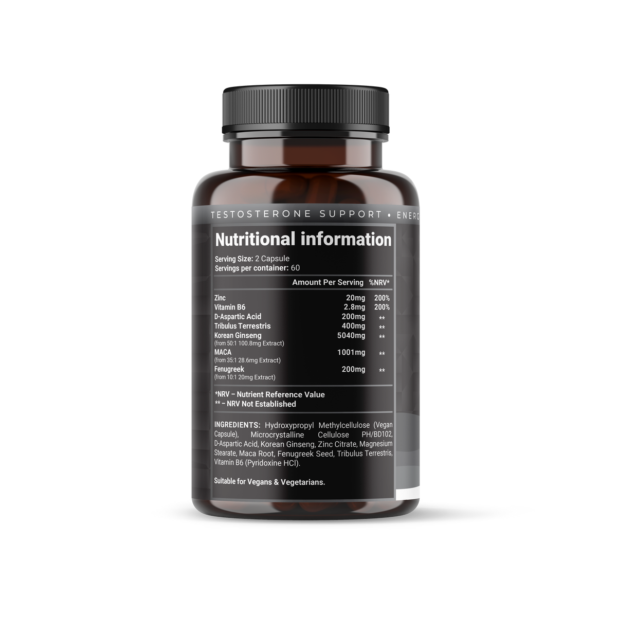Shivay Herbals Testo Boost Natural Vitality Support - Zinc, B6, Ginseng, Maca & Tribulus - 120 Vegan Capsules - 2 Month Supply - Made in the UK