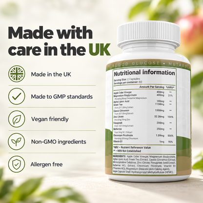 Shivay Herbals Berberine 11-in-1 Complex - with ACV, Cinnamon, Chromium & Zinc - 120 Vegan Capsules - 2 Month Supply - Made in the UK