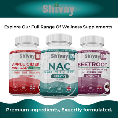 Shivay Herbals NAC N-Acetyl Cysteine 600mg - 120 Vegan Capsules - 4 Month Supply - Glutathione Precursor - Made in the UK