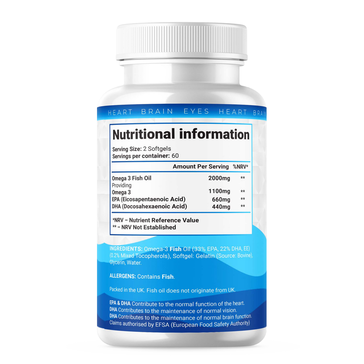 Shivay Herbals Omega 3 Fish Oil 2000mg - 660mg EPA & 440mg DHA per Serving - 120 Softgels - 2 Month Supply - Heart, Brain & Vision - Made in the UK