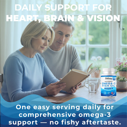 Shivay Herbals Omega 3 Fish Oil 2000mg - 660mg EPA & 440mg DHA per Serving - 120 Softgels - 2 Month Supply - Heart, Brain & Vision - Made in the UK