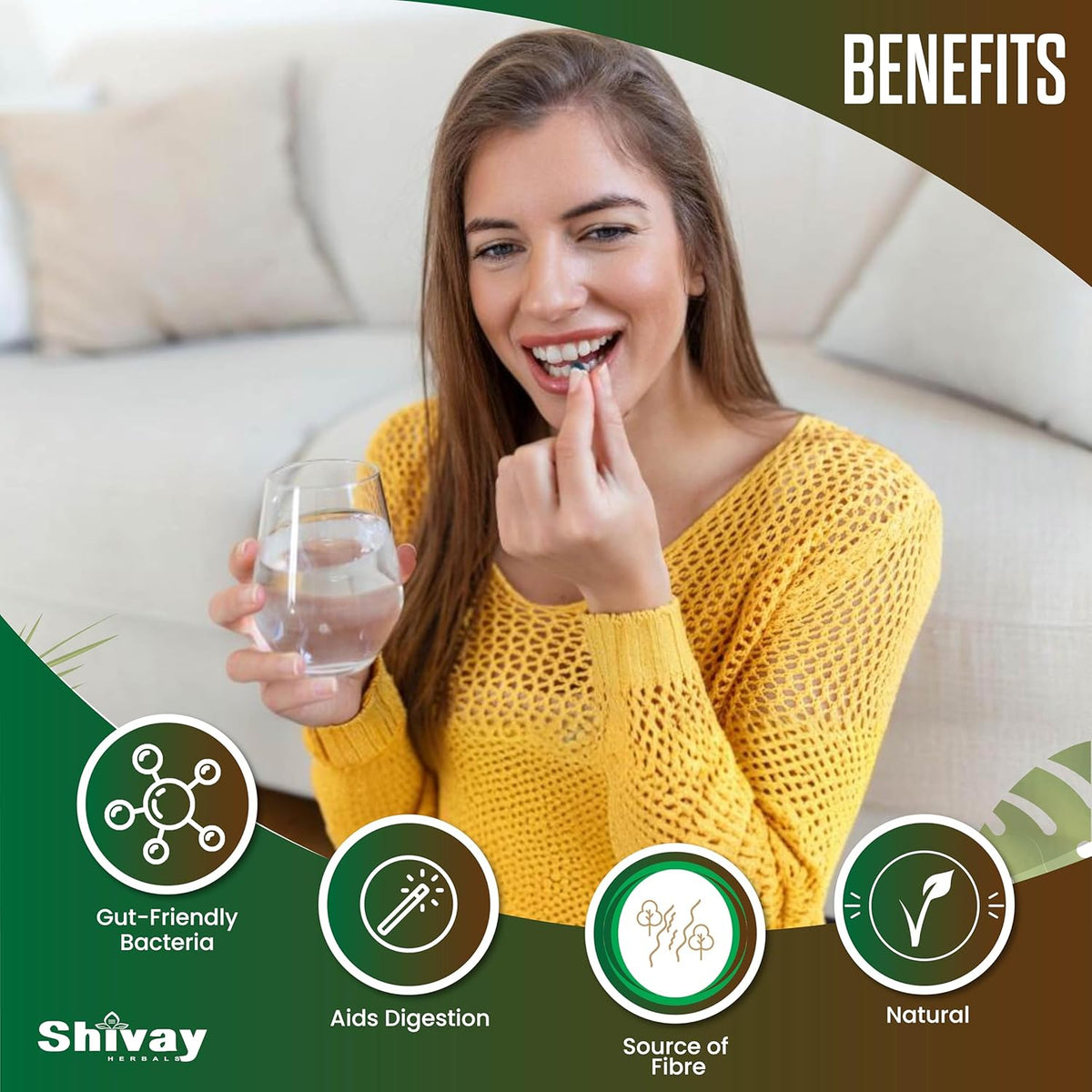 Shivay Herbals Psyllium Husk 2000mg with Lactobacillus Acidophilus - Natural Soluble Fibre & Probiotic - 120 Vegan Capsules - 2 Month Supply - Made in the UK