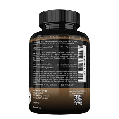 MENMAX+ Testo Boost x Shilajit Complex – Testosterone Support Supplement for Men with Zinc, Ashwagandha, Maca Root, Korean Ginseng, Tribulus, B6 & B12 – 120 Vegan Capsules Made in UK by Shivay
