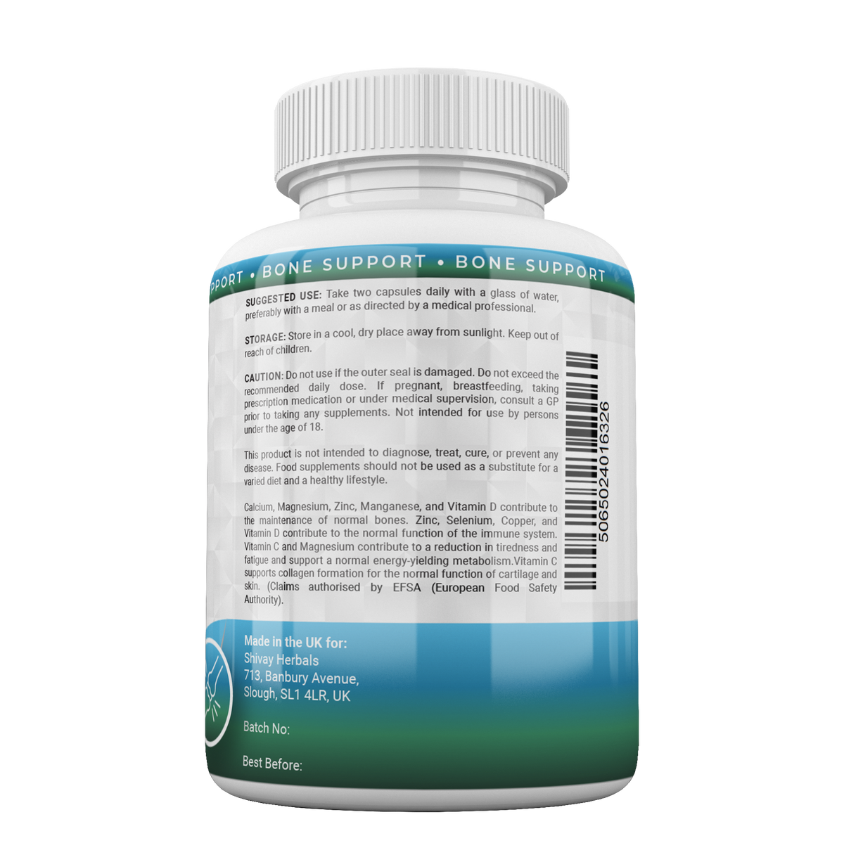 Shivay Herbals Osteo Complex - Calcium, Magnesium, Zinc, D3 & K2 - 10 Nutrients for Bone Support - 120 Vegan Capsules - 2 Month Supply - Made in the UK