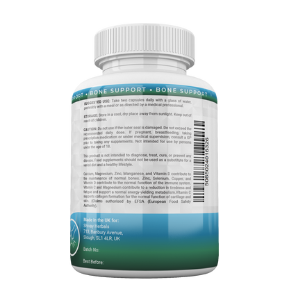 Shivay Herbals Osteo Complex - Calcium, Magnesium, Zinc, D3 & K2 - 10 Nutrients for Bone Support - 120 Vegan Capsules - 2 Month Supply - Made in the UK