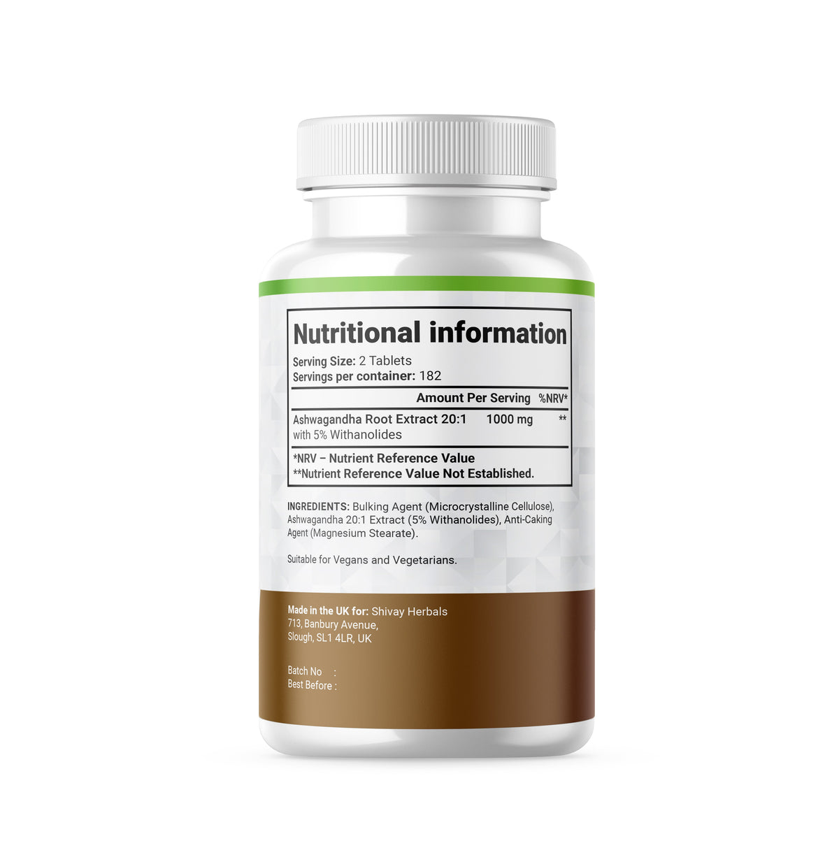 Shivay Herbals Ashwagandha 2000mg - Root Extract - 365 Vegan Tablets - 6 Month Supply - Made in the UK