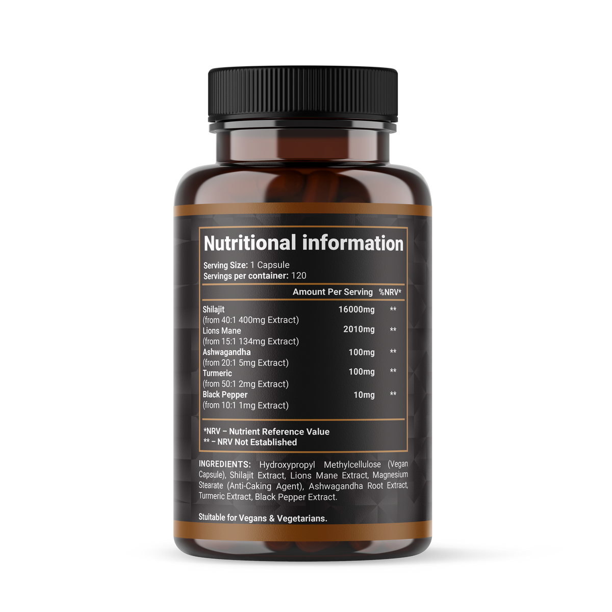 Shivay Herbals Shilajit Complex 5-in-1 - 16000mg Himalayan Shilajit - with Ashwagandha & Lion's Mane - 120 Vegan Capsules - 4 Month Supply - Made in the UK