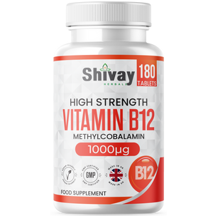 Shivay Herbals Vitamin B12 1000mcg Methylcobalamin 180 vegan tablets 6 month supply - UK made supplement