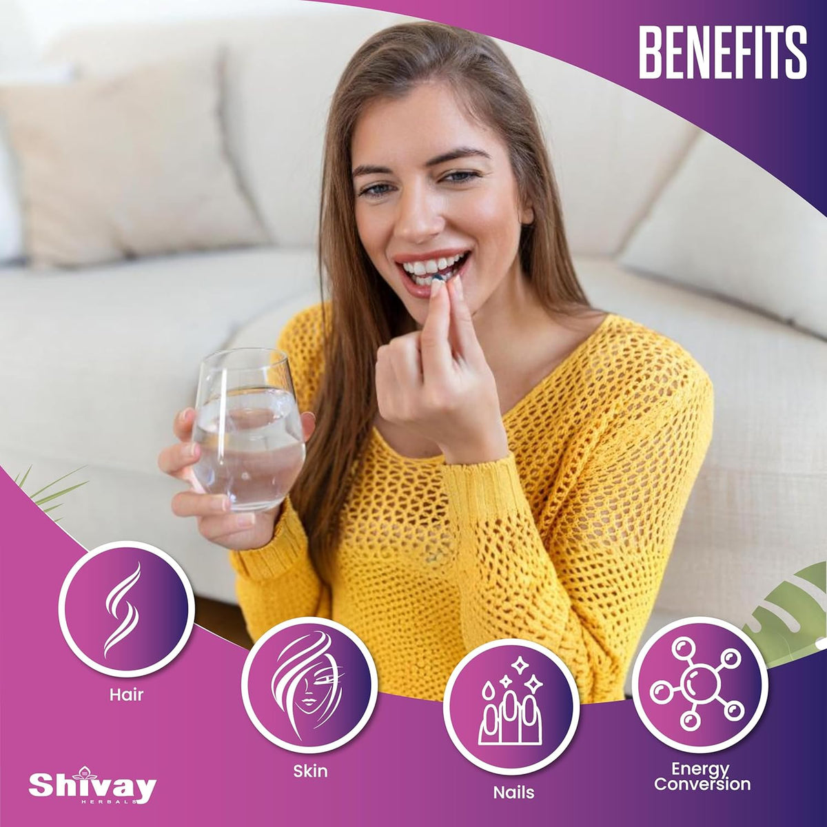 Shivay Herbals Biotin 10,000mcg - 180 Vegan Tablets - 6 Month Supply - Normal Macronutrient Metabolism - Hair, Skin & Nails - Made in the UK