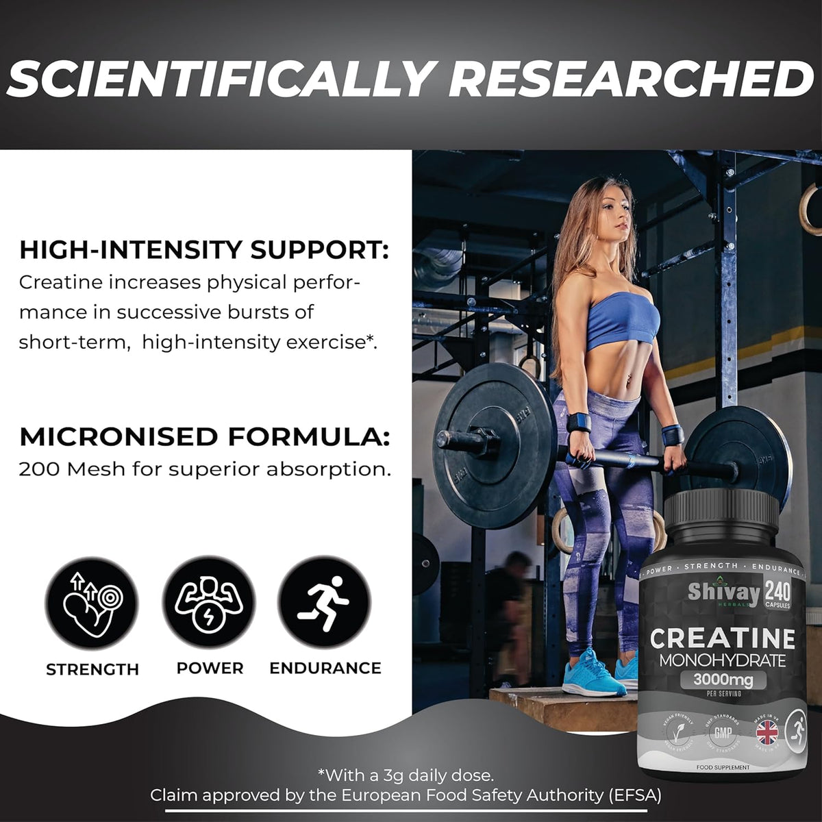 Creatine Monohydrate 240 Capsules - 3000mg per Serving