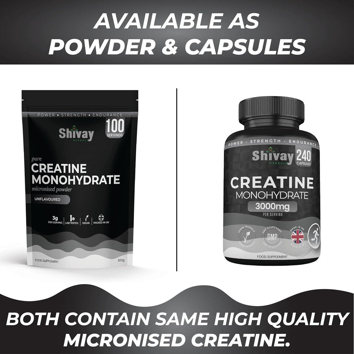 Creatine Monohydrate 240 Capsules - 3000mg per Serving