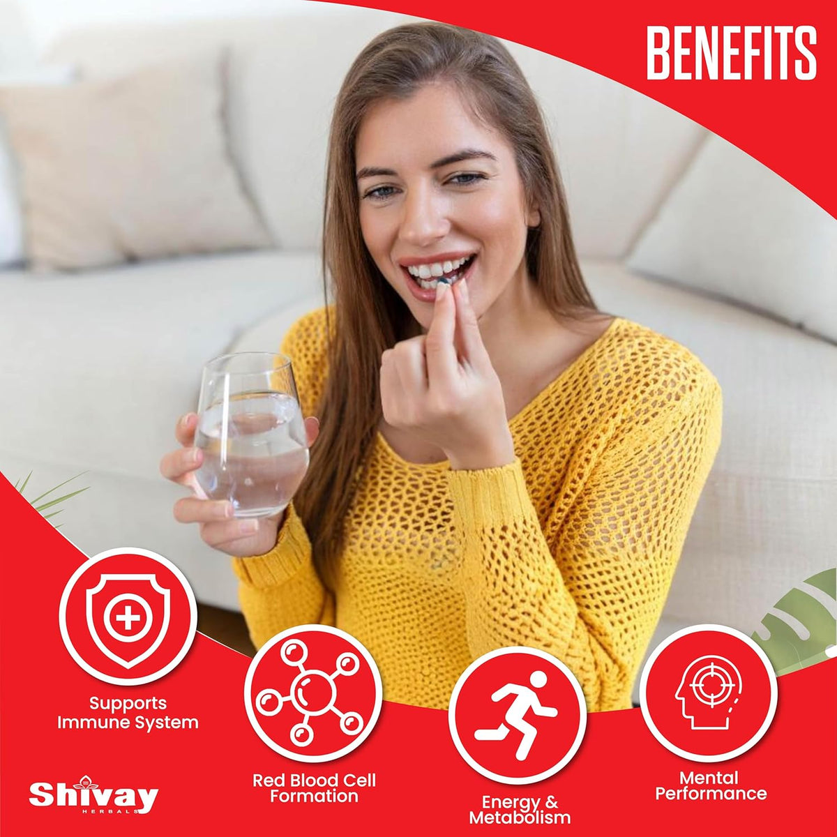 Shivay Herbals Vitamin B12 1000mcg - Methylcobalamin - 180 Vegan Tablets - 6 Month Supply - Reduction of Tiredness - Made in the UK
